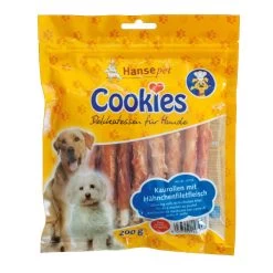 Hansepet Hundesnack Cookies Delikatess-Hähnchenfilet Auf Kaurolle 6x200g