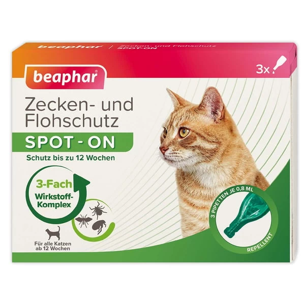 Beaphar Zecken- & Flohschutz SPOT-ON Für Katzen + Zeckenstift Gratis 3 Beaphar Zecken- & Flohschutz SPOT-ON Für Katzen + Zeckenstift Gratis