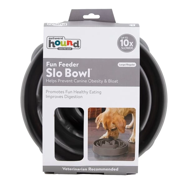 Outward Hound Fun Feeder Slo Bowl Anti Schling Drop Grey