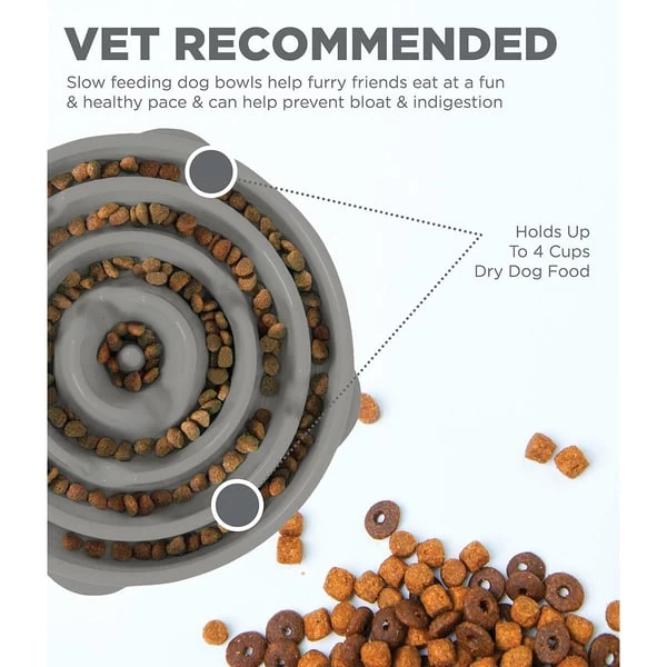 Outward Hound Fun Feeder Slo Bowl Anti Schling Drop Grey – Bild 3